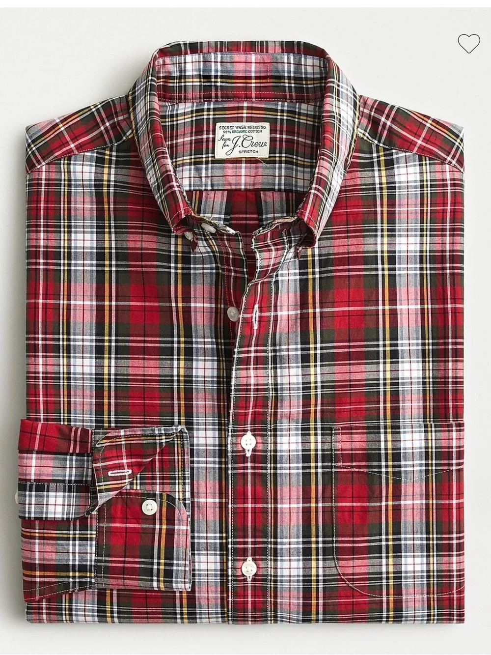 J. Crew Secret Stretch Chili Plaid Button down Large Slim Fit IMMACULATE